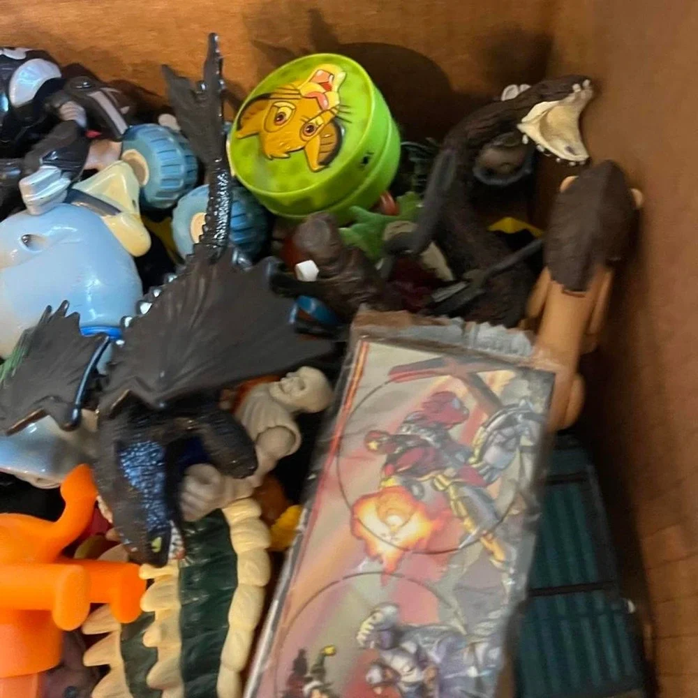 Box lot of vintage and modern toys